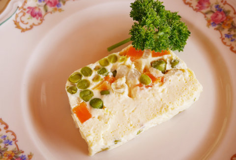 tranche de terrine petits-pois carottes