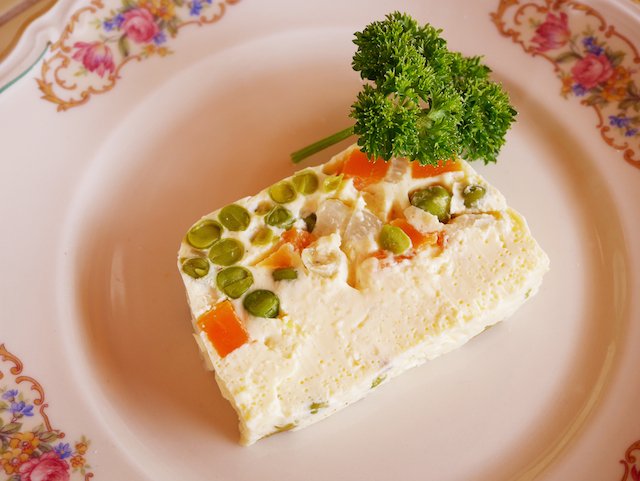 tranche de terrine petits-pois carottes