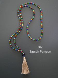Sautoir Ancien Avec Pompon En Jais - Collier Noir Vintage